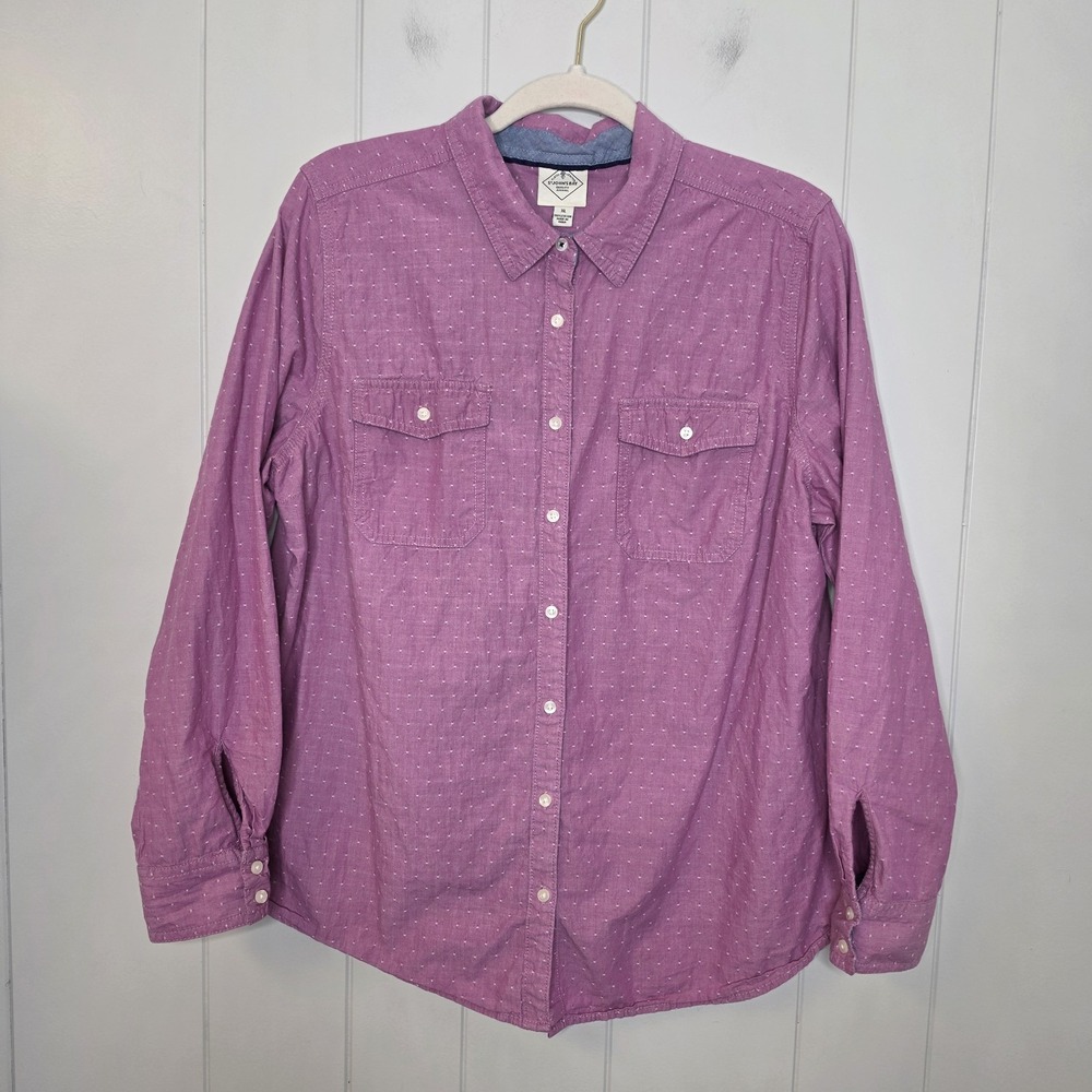 St Johns Bay Size XL Classic Quality Apparel Button Up Long Sleeve Blouse Womens